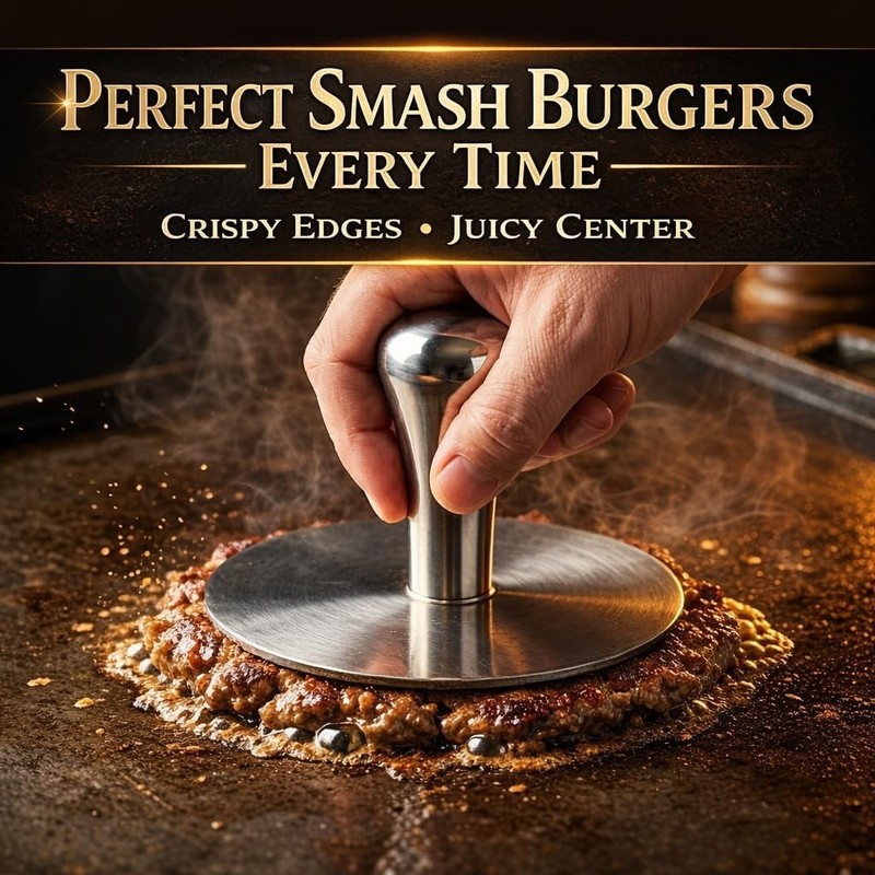 Premium Stainless Steel Smash Burger Press, Heavy Duty Burger Smasher with Er... gallery