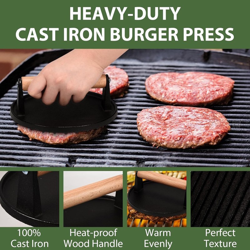 Smash Burger Kit Cast Iron Press Spatula Seasoning Shaker Patty Papers for Flat gallery