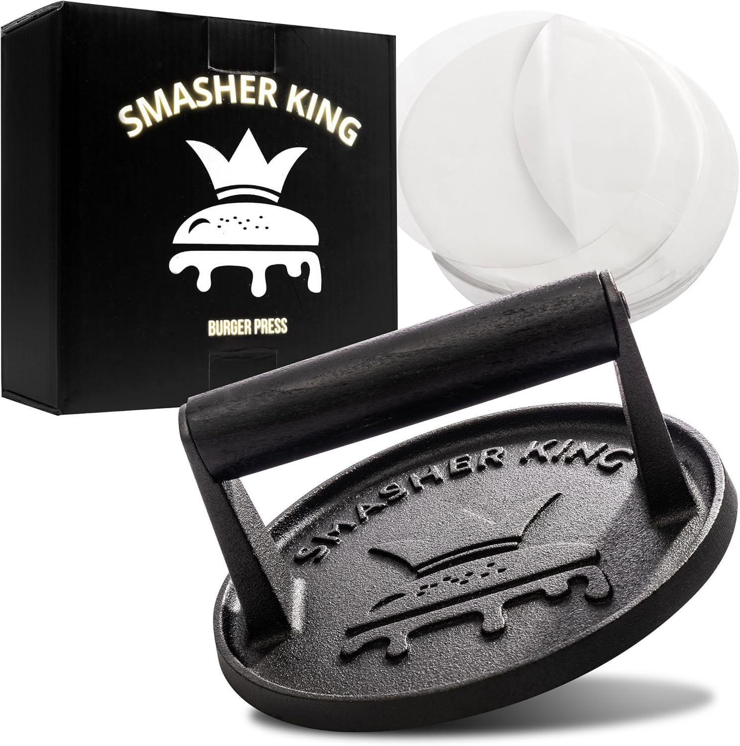 SMASHER KING™ - Premium Cast Iron Smash Burger Press incl. 25 pcs of Patty... gallery