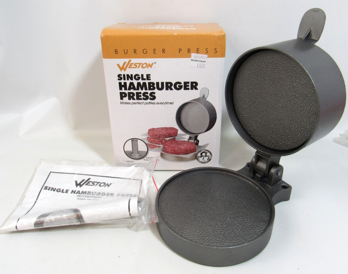Weston Burger Hamburger Press Adjustable Thickness 4 1/2" Patties 1/4lb to 3/4lb gallery