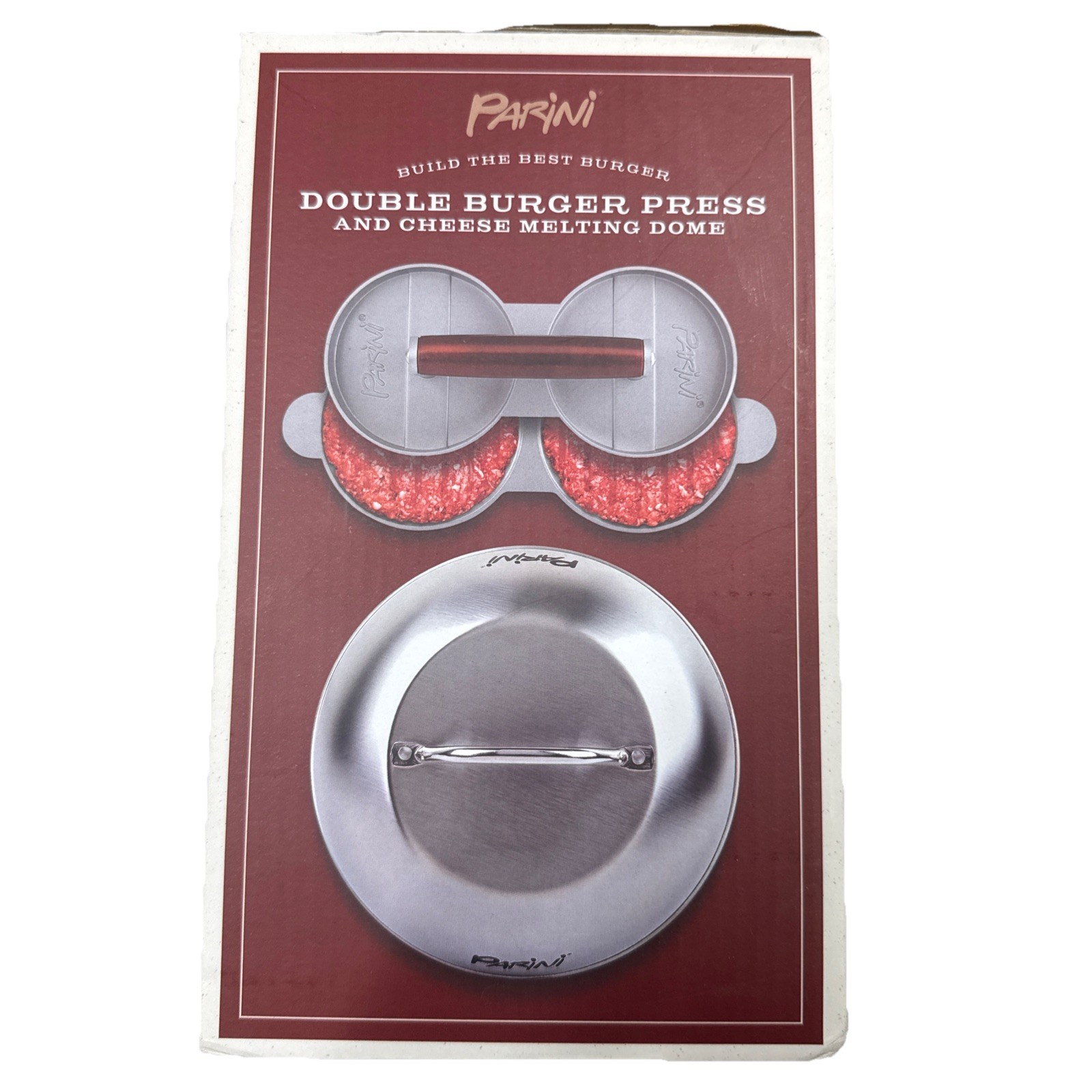 NEW - Parini Double Non-Stick Burger Press & Cheese Melting Dome 8.75" gallery