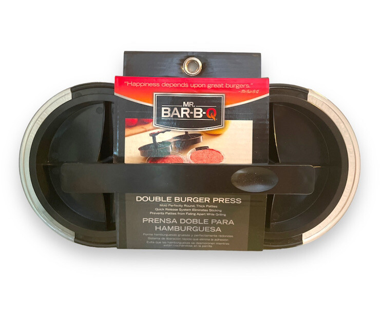 Mr. Bar-B-Q Double Burger Press for Uniform Thick Patties Quick Release 40140Y