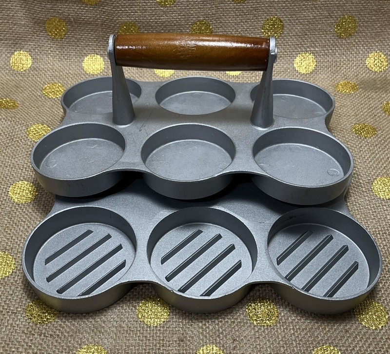 Norpro 6 Cavity Cast Aluminum 2 oz Mini Burger Press- Grilling Time! gallery