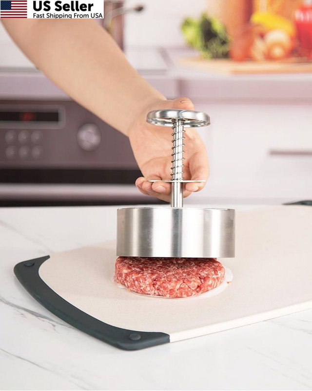 Brigii 304 Stainless Steel Burger Press - 4.5" Hamburger Patty Maker, Silver gallery