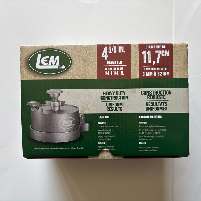 LEM HEAVEY DUTY BURGER PRESS/534 AND LEM 1000 CT. PLASTIC FREEZER SHEETS gallery