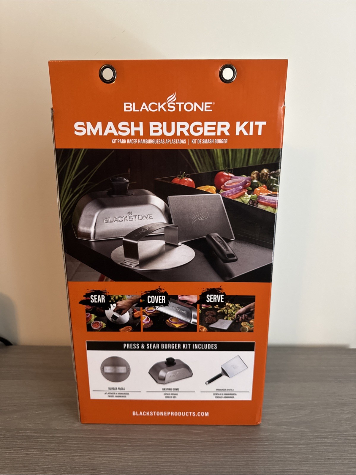 Brand New BLACKSTONE Smash Burger Kit, stainless steel Sear Cover Serve gallery