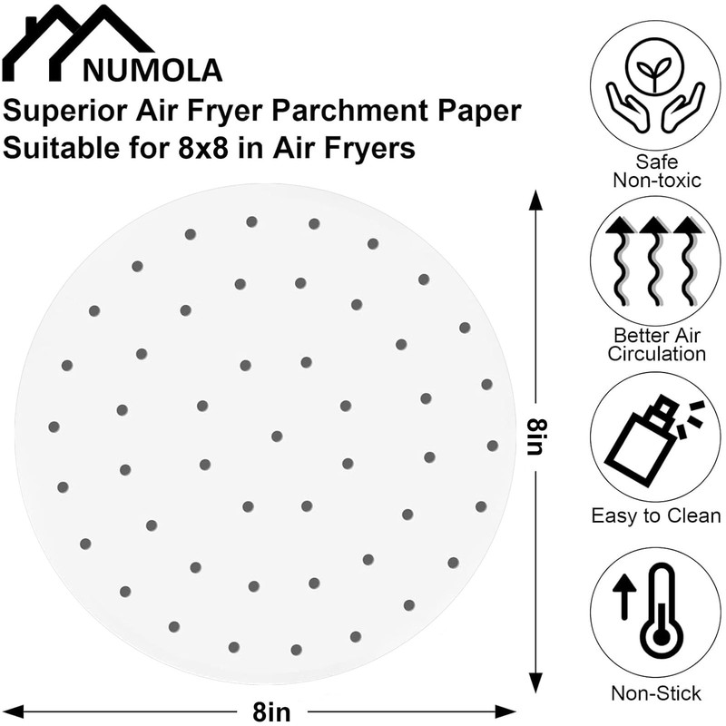 Numola Air Fryer Parchment Paper Liners, 8 Inch Disposable Papers 8IN, White gallery