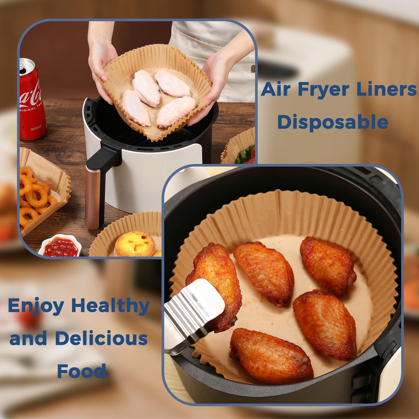 100PCS Air Fryer Paper Liners, Disposable Non-Stick 8inch-100pcs, Paper-Round gallery