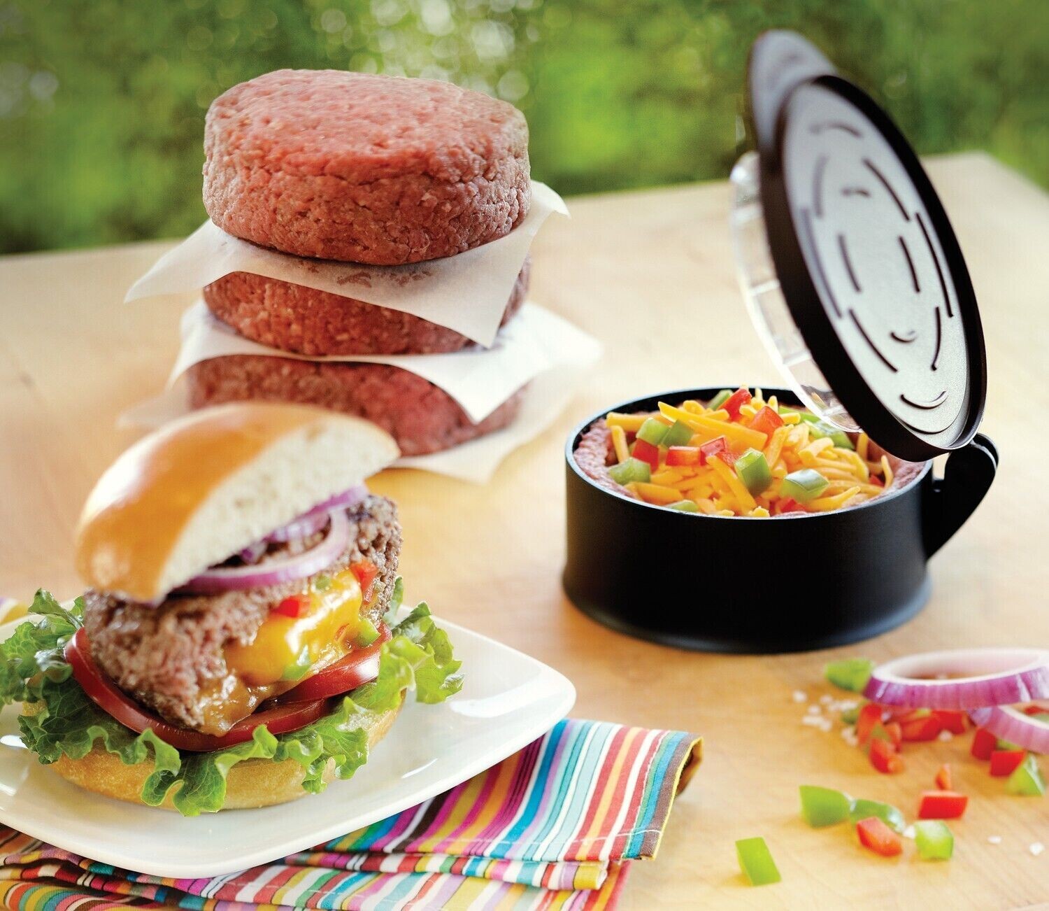 Outset Grillware Hamburger Cheese Burger Stuffer Press Black 4.5" x 2" PFOA Free gallery