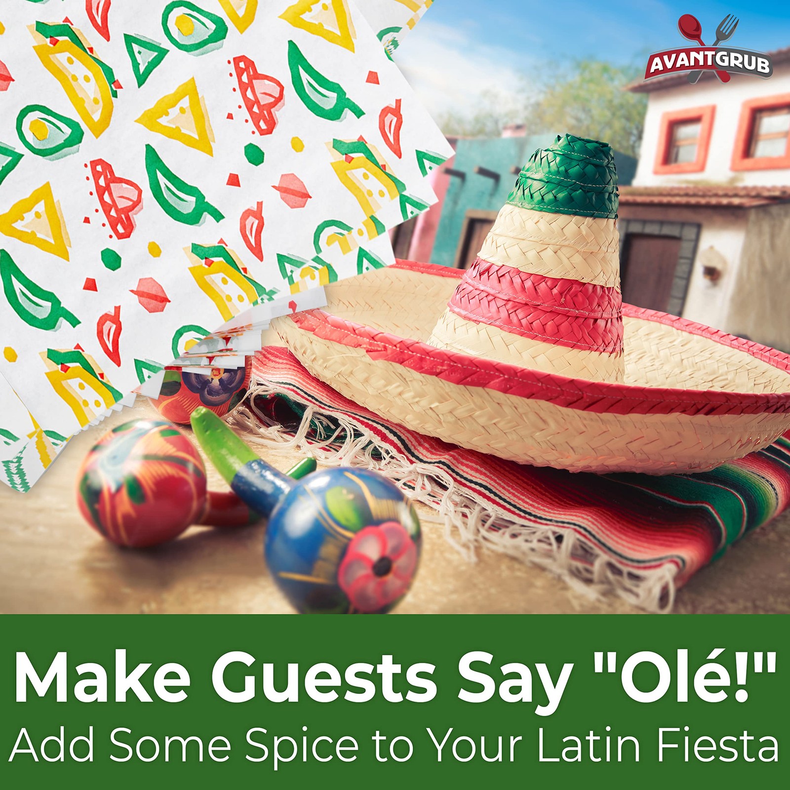 Fun, Fiesta Style 12in Deli Paper 1000 Ct. 12 inch, red, green, gold, yellow gallery