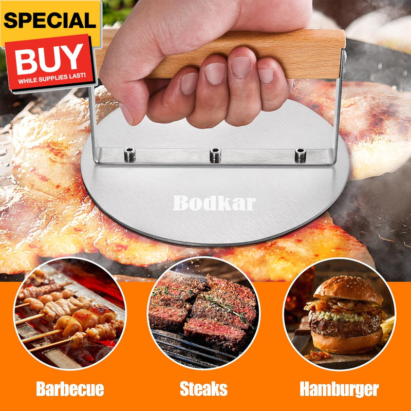 Stainless Steel Burger Press, 6 inch Round Burger Smasher Round Hamburger Press gallery