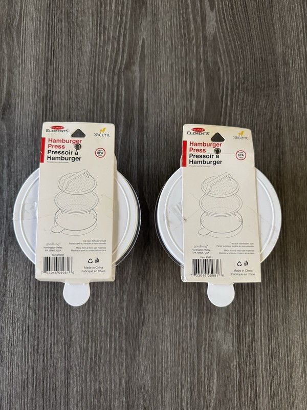 Culinary Elements Pair of Plastic Hamburger Presses Good Living New Old Stock gallery