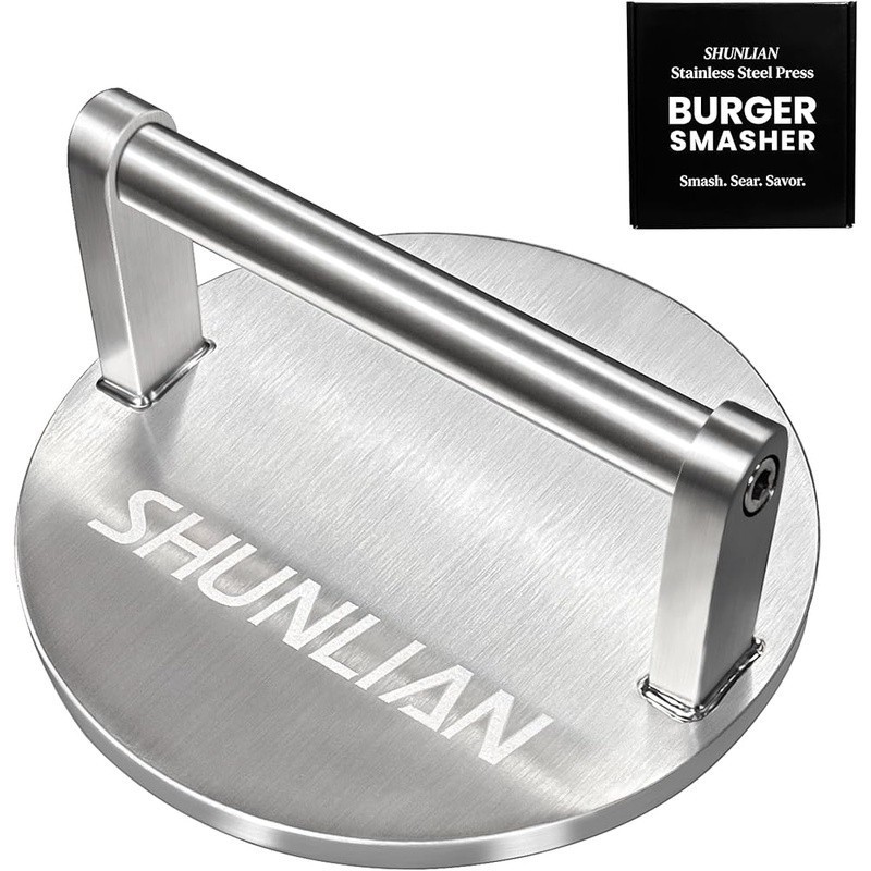 Heavy Duty Stainless Steel Burger Press Grill Weight Searing Steaks Bacon New gallery