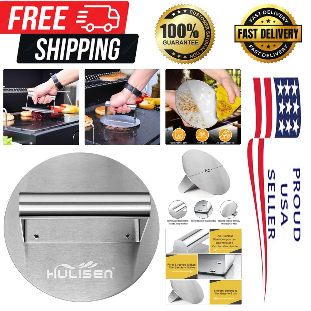 Durable 6.2-Inch Burger Press with Laser-Welded Handle for Perfect Grilling