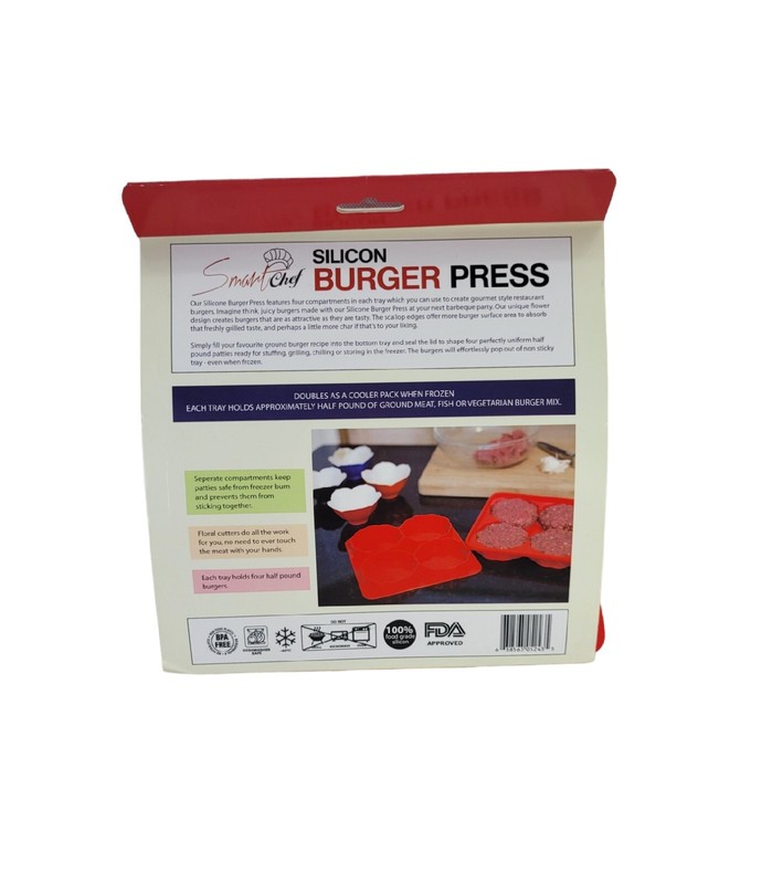 Smart Chef Silicon Burger Press 4 In 1 Half Pound Burger Shape & Store Open Box gallery