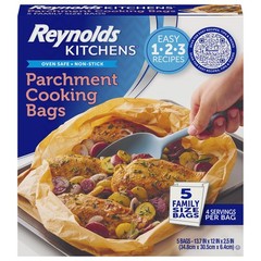 Reynolds Kitchens Parchment Cooking Bags, Family Size, 5 Count, Brown