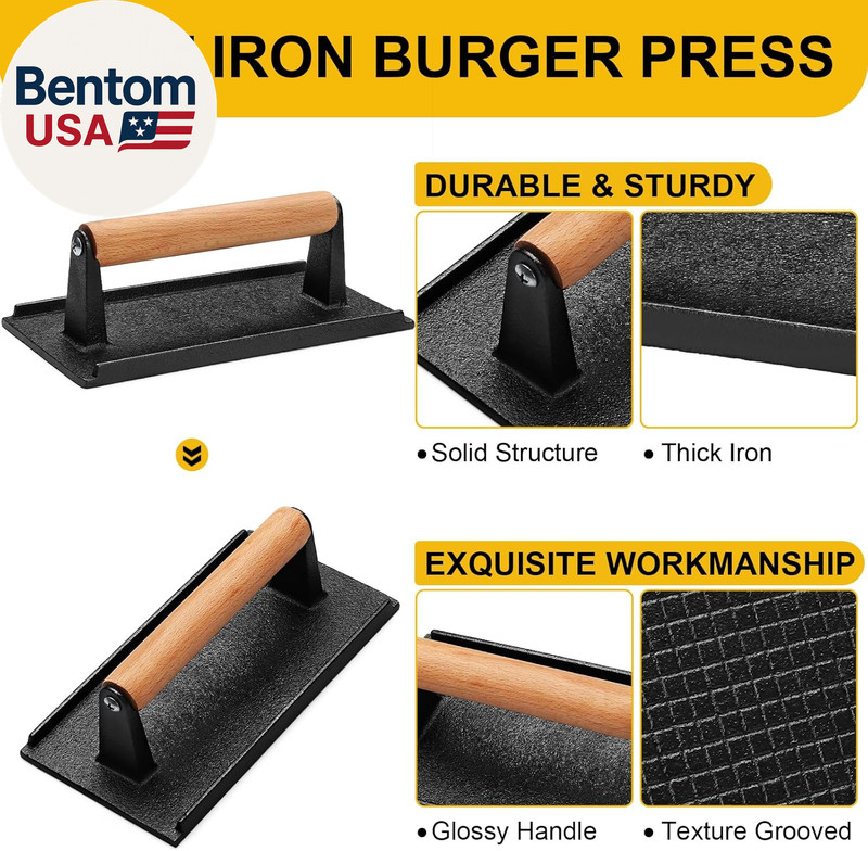 Burger Press, Smash Burger Press for Blackstone Griddle, Heavy Duty Cast Iron Re gallery