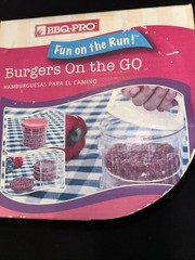 Hamburgers on the Go~ Burger Press ~ Storage Container~ 8 Multi Layer Vtg Kmart