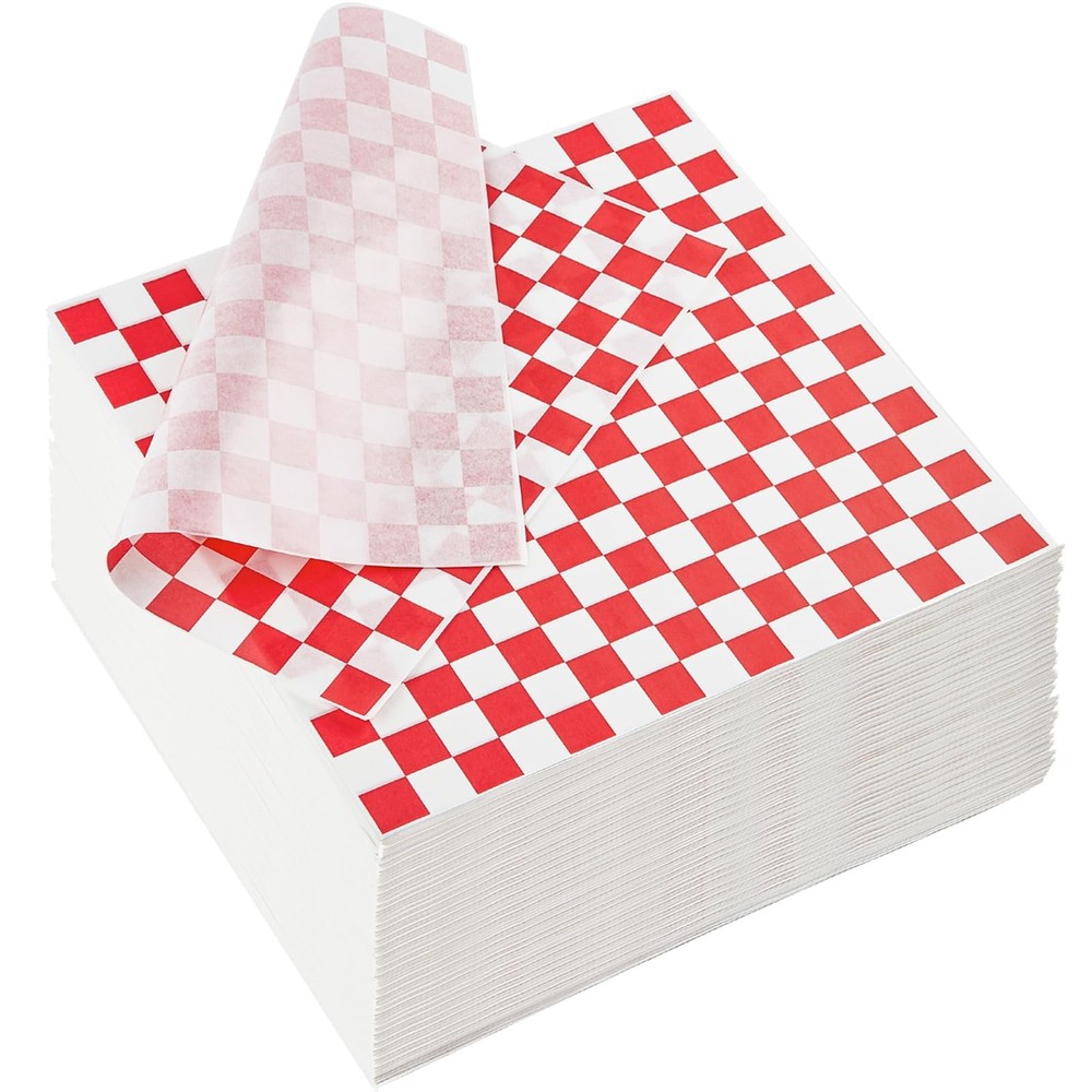 ZORRITA 500 Sheets Red and White Checkered Deli 12 x 12 inch, Red/White