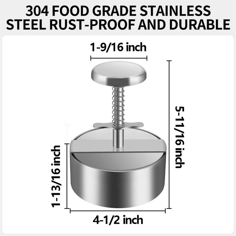 Stainless Steel Adjustable Hamburger Press & Patty Maker Non-Stick Professional gallery