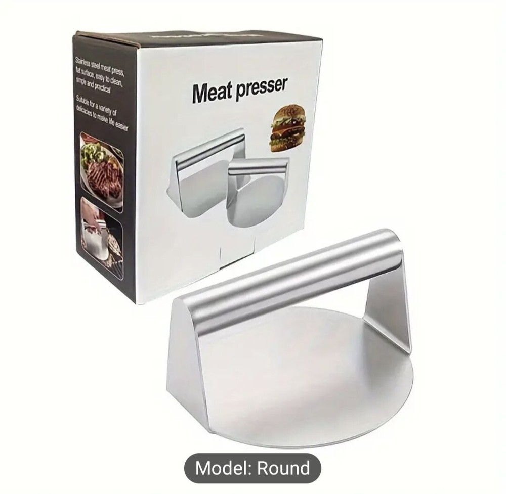 SMASH BURGER PRESS 5.9" Round Stainless Steel Burger Press, NEW in Original Box!