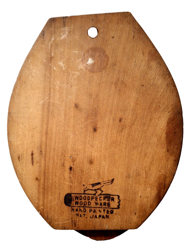 Vintage Rustic Wood Hamburger Press Hand Painted Rooster Wall Hanging Made Japan gallery