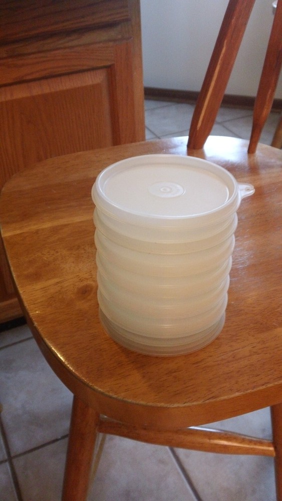 Vtg Tupperware #882 Burger Keeper 6 Keepers/ seal 7 pc-Opaque-used