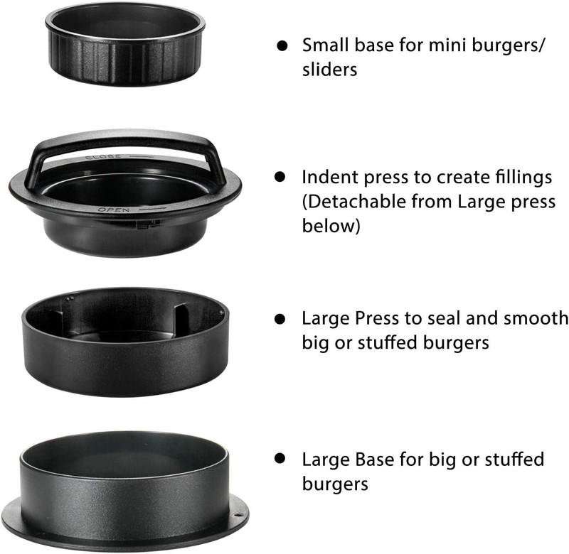 3 in 1 Burger Press Patty Maker with 100 Wax Papers Non-Stick Grill Tool gallery