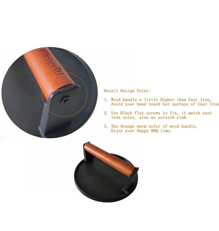 Fire grill Heavy-duty Cast Iron Burger Press New In Box gallery
