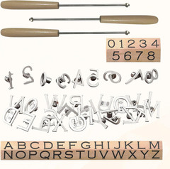 36Pcs 1″ Mini Branding Iron Set, 26 Letters + 10 Numbers with 3 Wooden Handles,