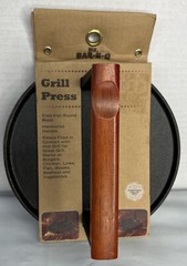 Mr. Bar-B-Q 06681Y Cast Iron Grill Press Pre-Seasoned Base & Hardwood Handle New