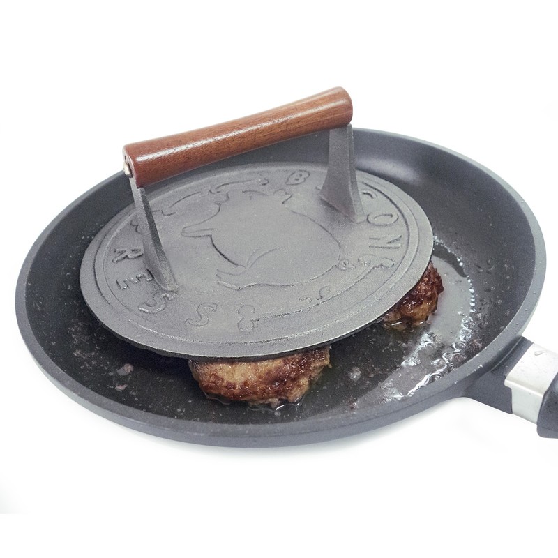 Norpro Round Cast Iron Bacon, Steak, and Burger Press, 8.75-Inch gallery