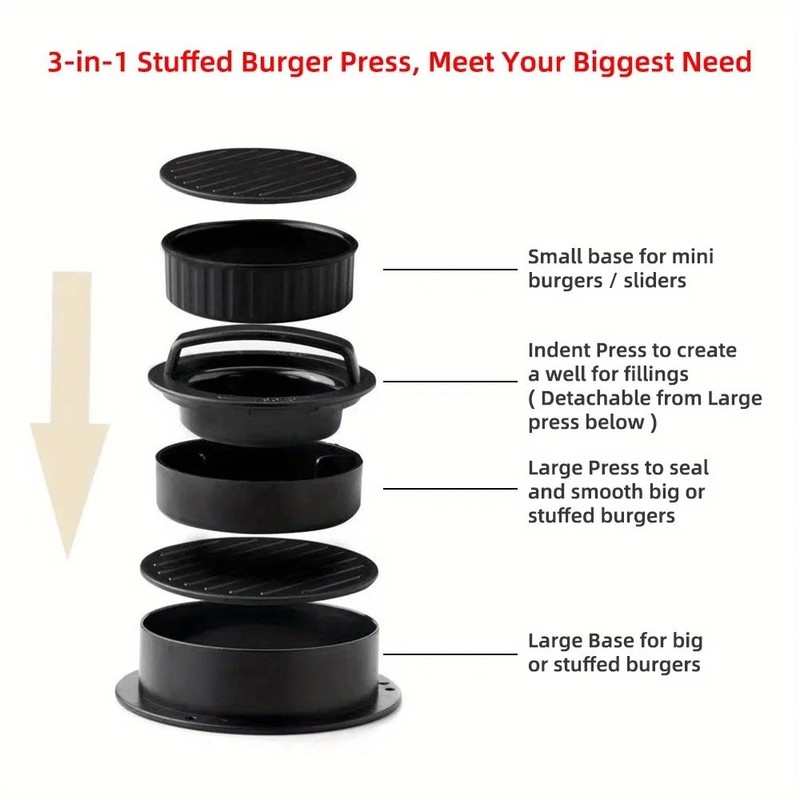 3 in 1 Stuffed Burger Press Non Stick Hamburger Patty Maker Slider gallery