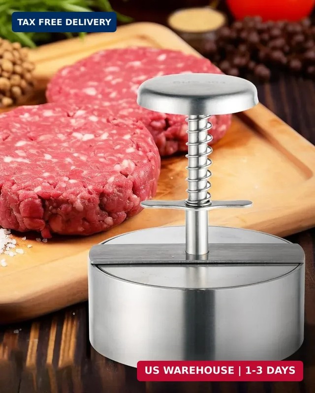 Brigii 304 Stainless Steel Burger Press - 4.5" Hamburger Patty Maker, Heavy Duty gallery