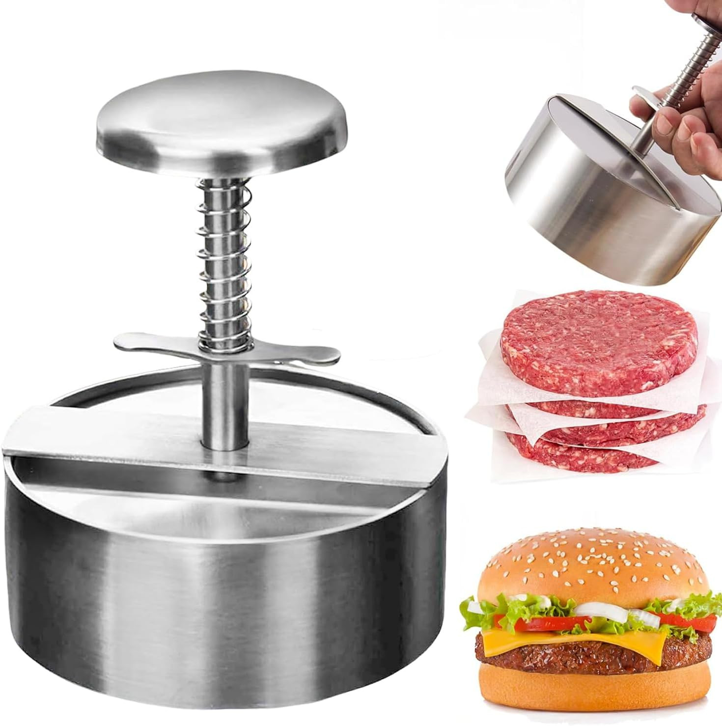 Hamburger Press Patty Maker,304 Stainless Steel Burger Press Patty Maker, Non-St gallery