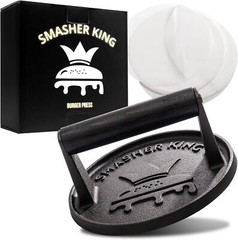 SMASHER KING™ – Premium Cast Iron Smash Burger Press incl. 25 pcs of Patty…