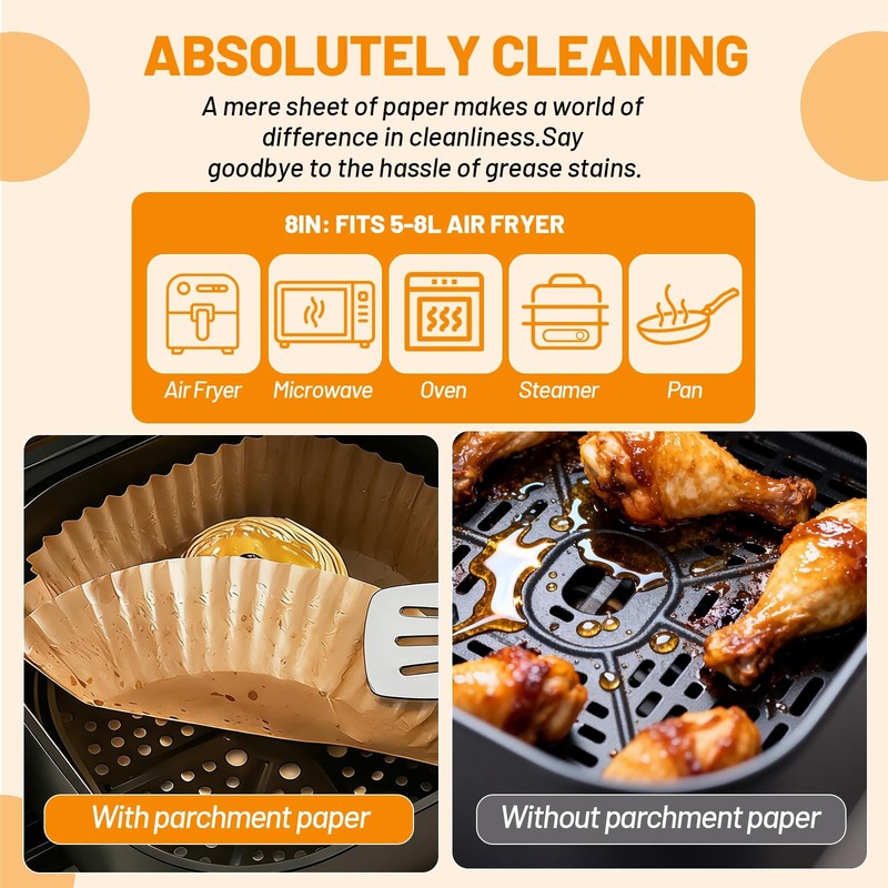 Air Fryer Liners Disposable Paper Liners, Square small, Yellow gallery