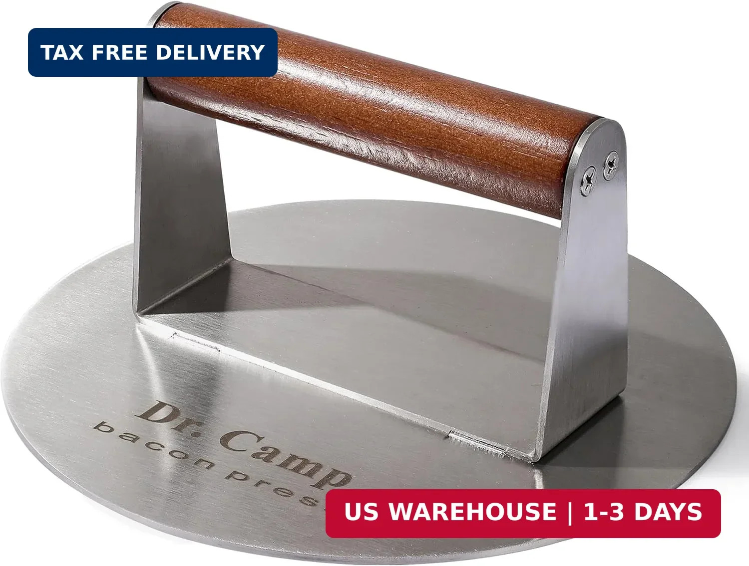 Dr.Camp 7 Inch Stainless Steel Smash Burger Press Burger Smasher Bacon Press Mea gallery