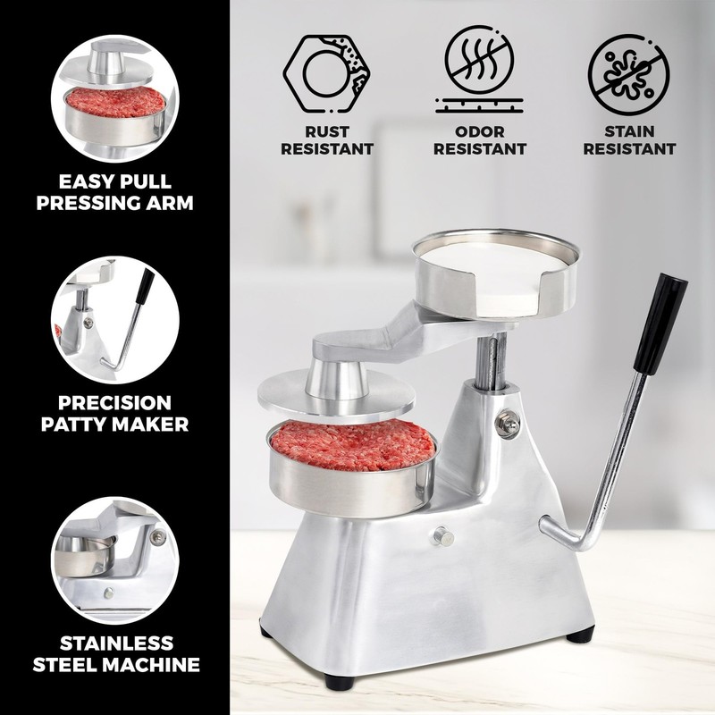 Commercial Hamburger Patty Maker 105mm/4 inch Stainless Steel Burger Press - ... gallery