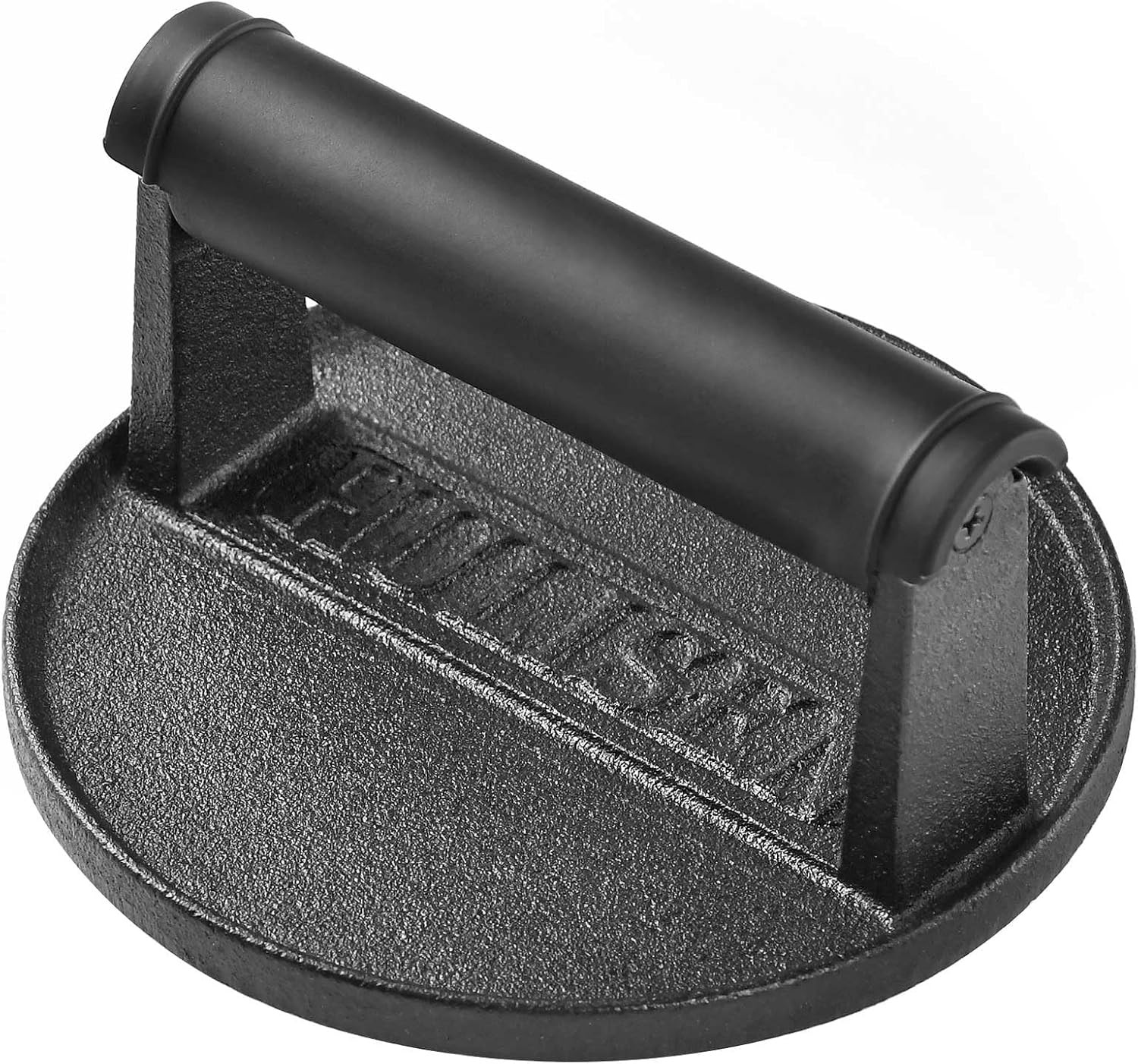 HULISEN Pre-Seasoned Cast Iron Burger Press, Heavy Duty 6“ Round Press gallery