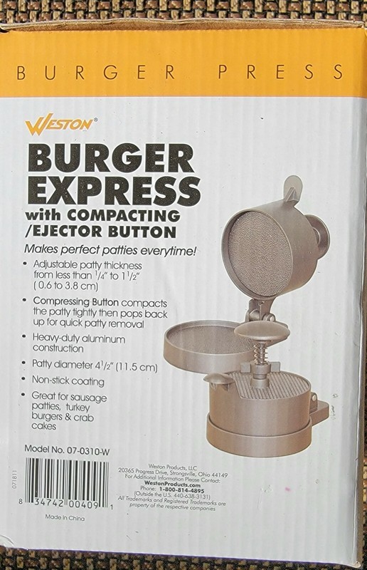 Weston Burger Express Burger Press w/ Patty Ejector Model 07-0310-W gallery