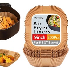 9 Inch Air Fryer Paper Liner Disposable, 200PCS Non-Stick, 9 In, Copper