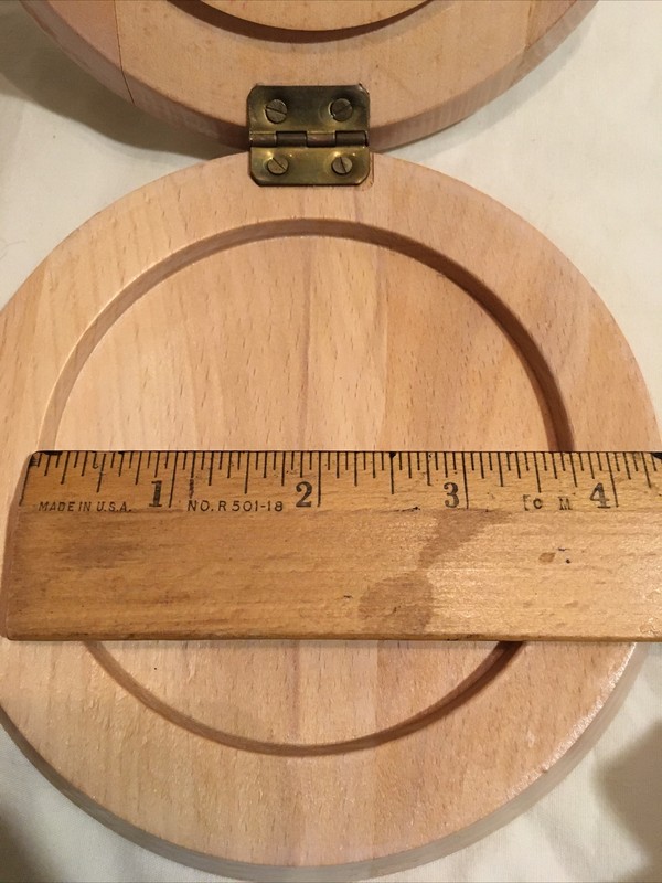 Vintage Wooden Hamburger Patty Press Hinged Lid Hand Painted Chef on front gallery