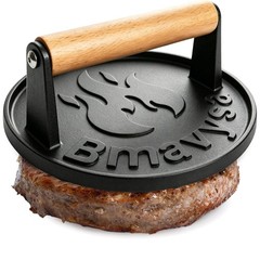 Heavy-Duty Cast Iron Smash Burger Press, Non-Stick and Rust Resistant, Black