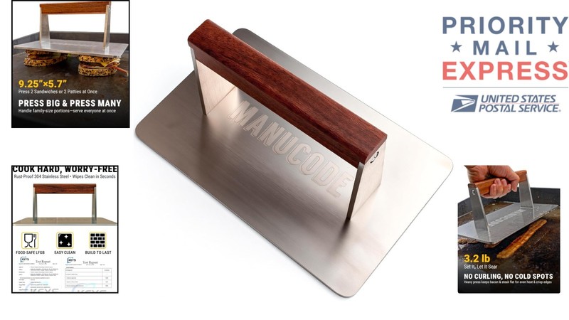 Durable 3.2 LB Bacon Press - Flat Bottom Design for Optimal Cooking Performance gallery