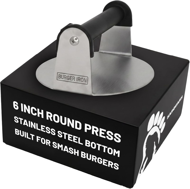 Smash Burger Press, 6 Inch Burger Press, Stainless Steel, Round Flat Bottom, ... gallery