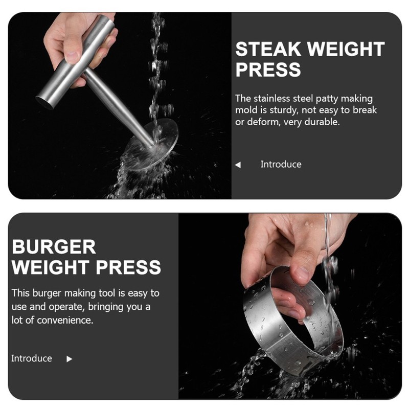 2 Pcs Stainless Steel Meat Press Hamburger for Smash Burgers Grill gallery