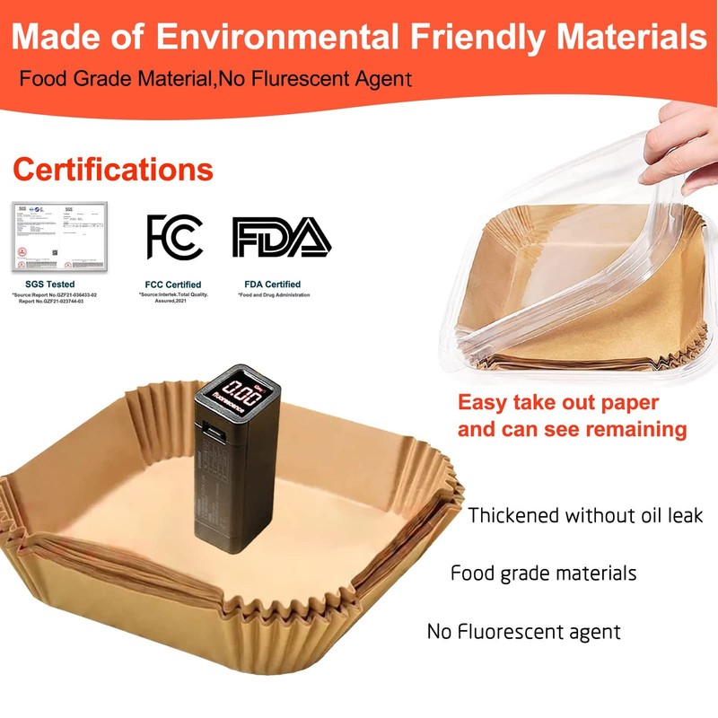 Air Fryer Disposable Paper Liner Square 10 Inch, 10" 100 pcs, Natural gallery