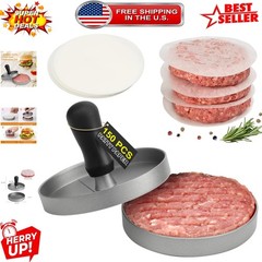 Ergonomic Non-Stick Hamburger Press with 150 Free Patty Papers – BBQ Ready!