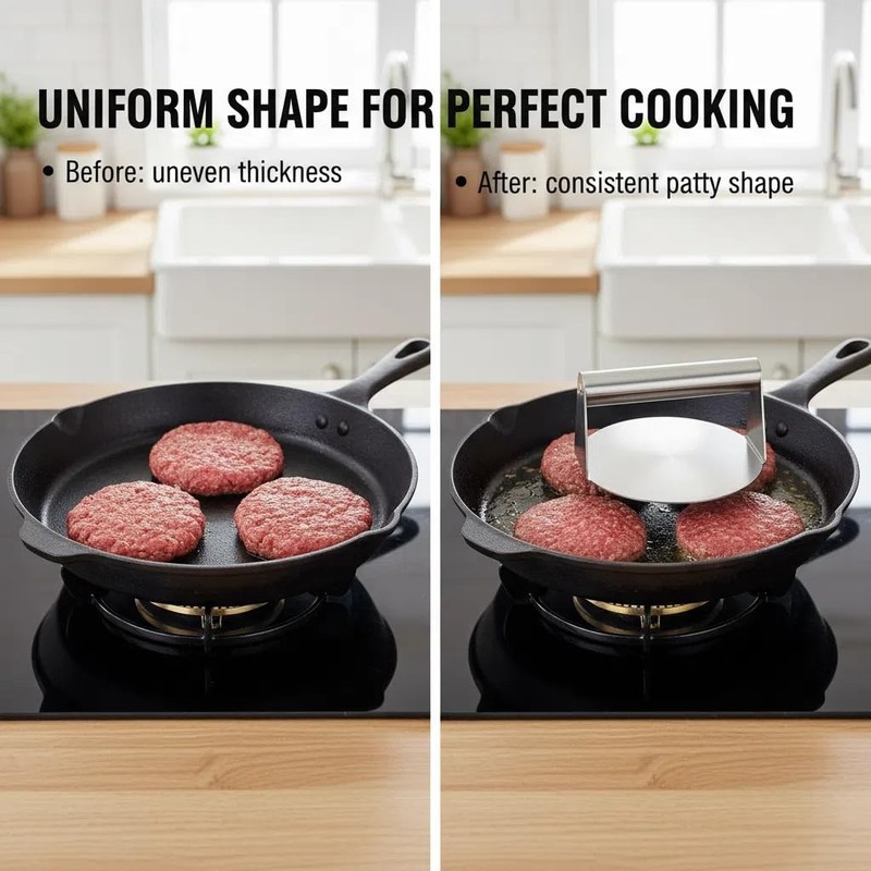 5.5 Inch Stainless Steel Burger Press Non Stick Smash Hamburger Press for BBQ gallery